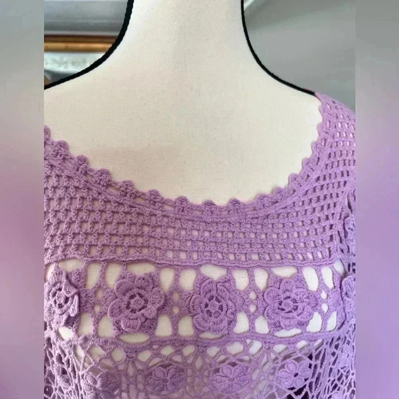 Roamans Floral Crotchet Purple Tunic Cover up Sz 4X - Picture 9 of 14